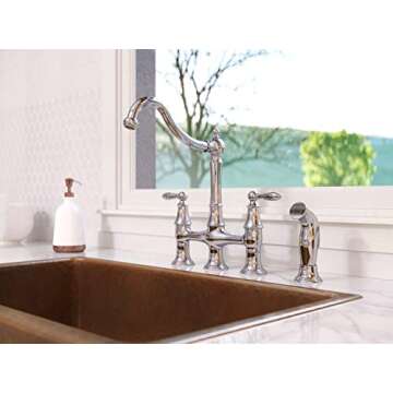 Pfister Courant Kitchen Faucet with Side Sprayer, 2-Handle, High Arc, Polished Chrome Finish, F0314COC