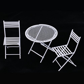 Miniature Metal Table & Chairs for Dollhouse Decor