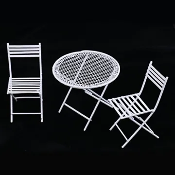 Miniature Metal Table & Chairs for Dollhouse Decor