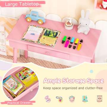 HONEY JOY Pink Crown Makeup Vanity Set for Girls