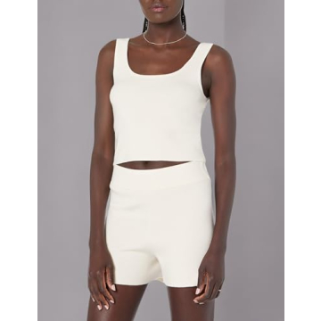 The Drop Women's Cropped Supersoft Tank Top in White