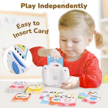 JoyCat Talking Flash Cards for Toddlers 1-5 Clear Voice & Thick Cards & Easy to Slide in and Out, Independent Play & Speech Development Toys, 20 Topics Including Numbers & Letters & Songs