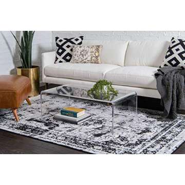 Unique Loom Sofia Collection Area Rug - Salle Garnier (5' 3" x 8' Rectangle, Black/ Ivory)