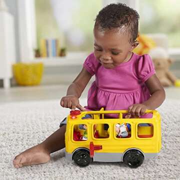 Fisher-Price Little People Musical Toddler Toy Sit with Me School Bus with Lights Sounds & 2 Figures for Pretend Play Kids Ages 1+ Years​