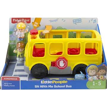 Fisher-Price Little People Musical Toddler Toy Sit with Me School Bus with Lights Sounds & 2 Figures for Pretend Play Kids Ages 1+ Years​