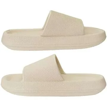 Joomra Womens Shower Slippers Slides Cushion for Mens Foam Female Pillow House Antislip Slipers Pool Beach Spa Garden Sandals for Ladies Male Sandles Khaki 42-43