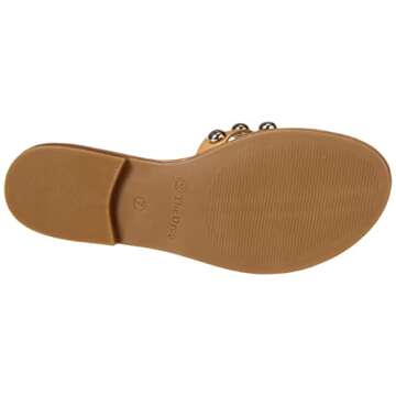 The Drop Women's Monika Flat H-Band Slide Sandal, Doe Tan Studded, 6.5