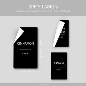 v2croft Spice Jar Labels - 140 PC Minimalist Black & White Stickers