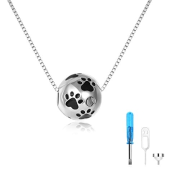 ONEFINITY Paw Urn Necklace for Ashes Sterling Silver Dog Cat Pet Paw Print Cremation Jewelry for Pet...
