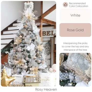 Sea Team 24-Pack Artificial Glitter Berry Stem Ornaments, Decorative Bead Sticks, Glittery Twigs, Pi...