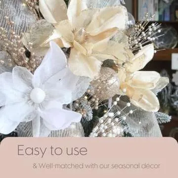 Sea Team 24-Pack Artificial Glitter Berry Stem Ornaments, Decorative Bead Sticks, Glittery Twigs, Picks, Branches for Christmas Tree, Small Vase, Holiday, Wedding, Party (17 Inches, Rose Gold)