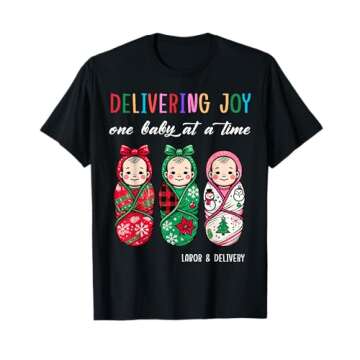 Delivering Joy One Baby At A Time Labor & Delivery Christmas T-Shirt