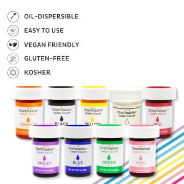 Chefmaster Orange Candy Color | True-Tone Shades | Oil-Based | Professional-Grade Dye | Chocolate, Strawberries, Cake Pops | Decorating | Easy-to-Use | Manufactured in the USA | 0.70 oz