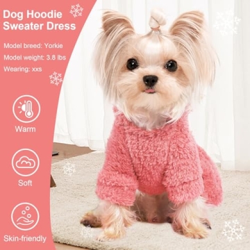 Winter Dog Dresses for Small Dogs - Fleece Hooded Sweater