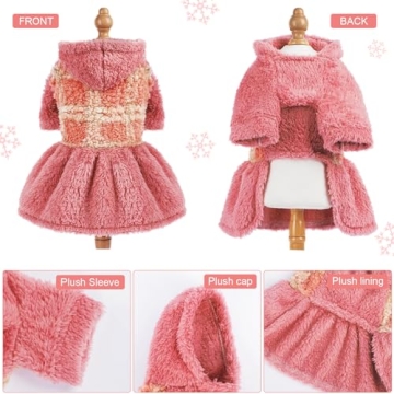 Winter Dog Dresses for Small Dogs - Fleece Hooded Sweater