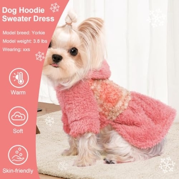 Winter Dog Dresses for Small Dogs - Fleece Hooded Sweater