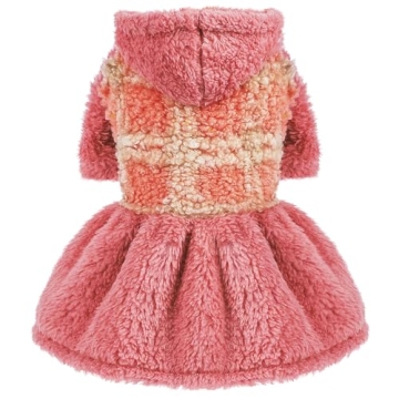 Winter Dog Dresses for Small Dogs - Fleece Hooded Sweater