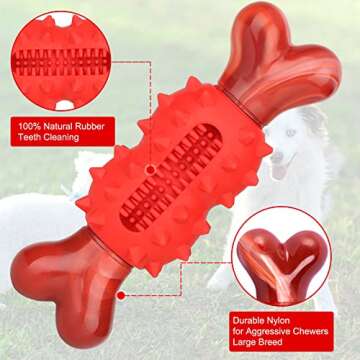 VIWIK Dog Chew Toy for Aggressive Chewers, Nylon Dog Bone Toy for Large Medium Small Dogs, Interacti...