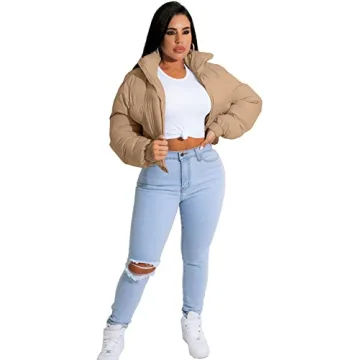 Angsuttc Women’s Cropped Quilted Jacket for Winter