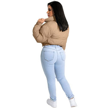 Angsuttc Women’s Cropped Quilted Jacket for Winter