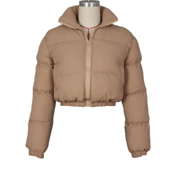 Angsuttc Women’s Cropped Quilted Jacket for Winter