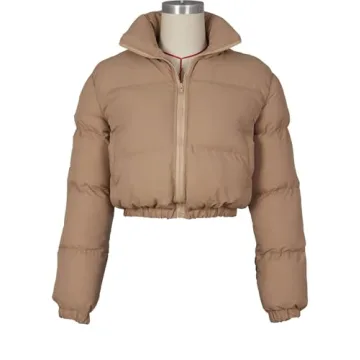 Angsuttc Women’s Cropped Quilted Jacket for Winter