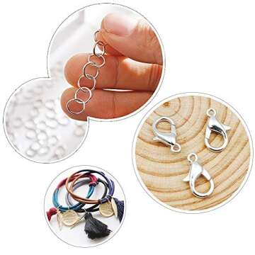 Korlon 1200 Pcs Open Jump Rings for Jewelry Making, Gold & Silver Necklace Jewelry Findings Kit with Pliers, Lobster Clasps