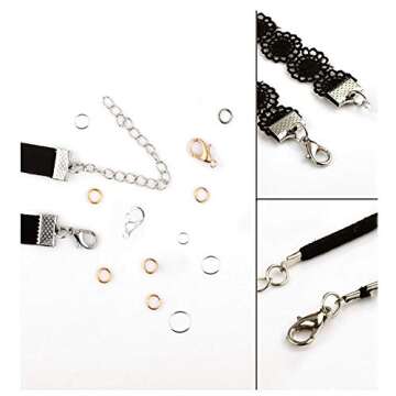 Korlon 1200 Pcs Open Jump Rings for Jewelry Making, Gold & Silver Necklace Jewelry Findings Kit with Pliers, Lobster Clasps