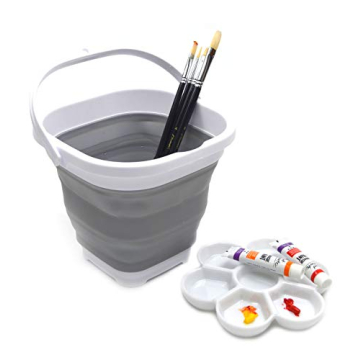 SAMMART 2.6L Foldable Bucket Space-Saving Grey Tub