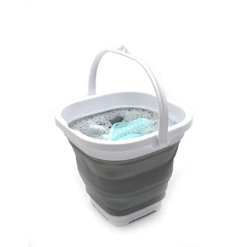SAMMART 2.6L Foldable Bucket Space-Saving Grey Tub