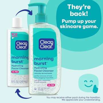 Clean & Clear 2-Pack Day & Night Daily Face Cleansers, Morning Burst Hydrating Facial Cleanser & Night Relaxing Deep Cleansing Face Wash, Oil-Free & Won't Clog Pores, 2 x 8 fl. oz