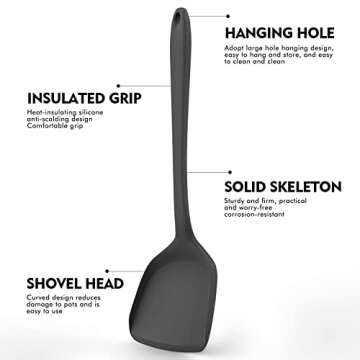 Dishwasher Safe Silicone Cooking Utensils Set - 446°F Heat Resistant Basic Silicone Kitchen Utensil...