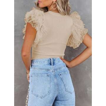 SHEWIN Womens Tops Causal Short Sleeve Shirts Loose Crew Neck Tshirts Shirts Lightweight Summer Tops for Women 2025,US 8-10(M),Apricot