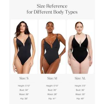Popilush Concert Outfits for Women Deep V Neck Shapewear Tummy Control Black Thong Body Suits for Women X-Large