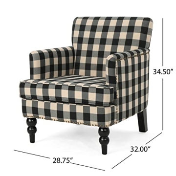 Christopher Knight Home Evete Tufted Fabric Club Chair, Black Checkerboard