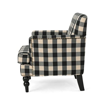 Christopher Knight Home Evete Tufted Fabric Club Chair, Black Checkerboard