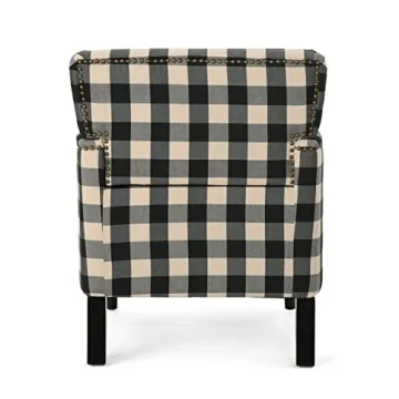 Christopher Knight Home Evete Tufted Fabric Club Chair, Black Checkerboard