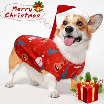 4 Pieces Dog Christmas Shirt Breathble Pet Vest Puppy Santa Vest Christmas Snowman Reindeer Dog Shirt Xmas Tree Snowflake Dog Apparel Clothes for Christmas Party Small Dog Supplies (L)