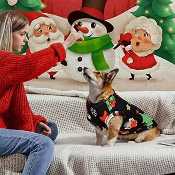 4 Pieces Dog Christmas Shirt Breathble Pet Vest Puppy Santa Vest Christmas Snowman Reindeer Dog Shirt Xmas Tree Snowflake Dog Apparel Clothes for Christmas Party Small Dog Supplies (L)