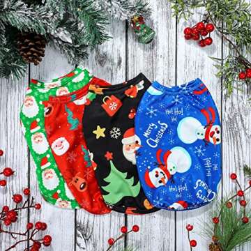 4 Pieces Dog Christmas Shirt Breathble Pet Vest Puppy Santa Vest Christmas Snowman Reindeer Dog Shirt Xmas Tree Snowflake Dog Apparel Clothes for Christmas Party Small Dog Supplies (L)