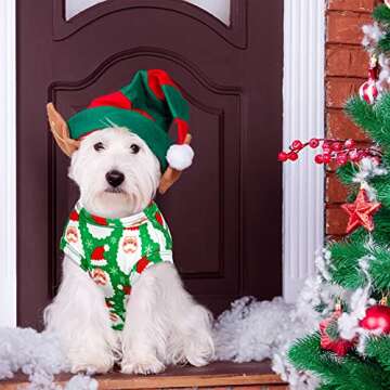 4 Pieces Dog Christmas Shirt Breathble Pet Vest Puppy Santa Vest Christmas Snowman Reindeer Dog Shirt Xmas Tree Snowflake Dog Apparel Clothes for Christmas Party Small Dog Supplies (L)