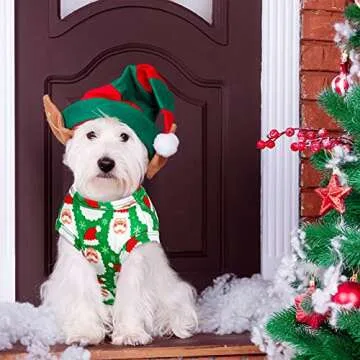 4 Pieces Dog Christmas Shirt Breathble Pet Vest Puppy Santa Vest Christmas Snowman Reindeer Dog Shirt Xmas Tree Snowflake Dog Apparel Clothes for Christmas Party Small Dog Supplies (L)