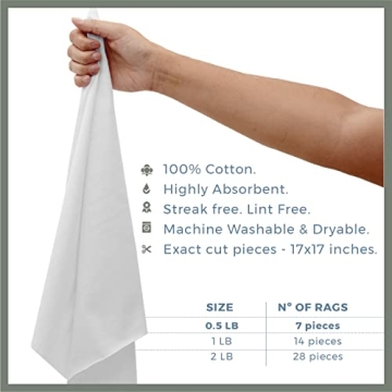 VALENGO 100% Cotton Lint Free Rags - Soft & Durable Cleaning Cloths