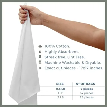VALENGO 100% Cotton Lint Free Rags - Soft & Durable Cleaning Cloths