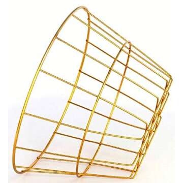 Gold Iron Wire Baskets and Trays, Round and Rectangular, 4-ct Sets (Round)