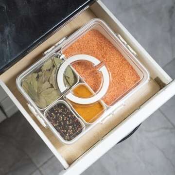 Mason & Meadow Snack Organizer Container – 4-Compartment Food Storage