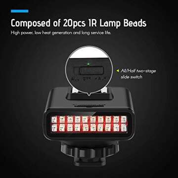 Pafieo LN-3 IR Night Vision Light LED Light USB Rechargeable Infrared Night Vision Infrared Illuminator Replacement Compatible with DSLR Camera Camcorder Photography Lighting Accessory