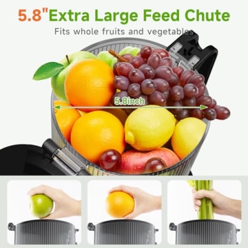Cold Press Juicer with 5.8" Chute for Whole Fruits