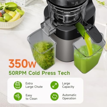 Cold Press Juicer with 5.8" Chute for Whole Fruits