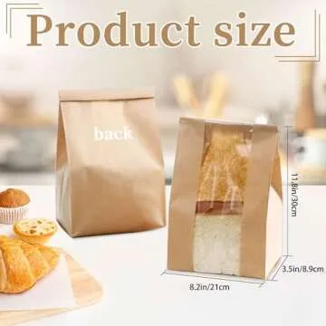 Paper Bread Bags - 30 Pack - Homemade Bread Storage Bags with Clear Window Includes Label Seal Stick...